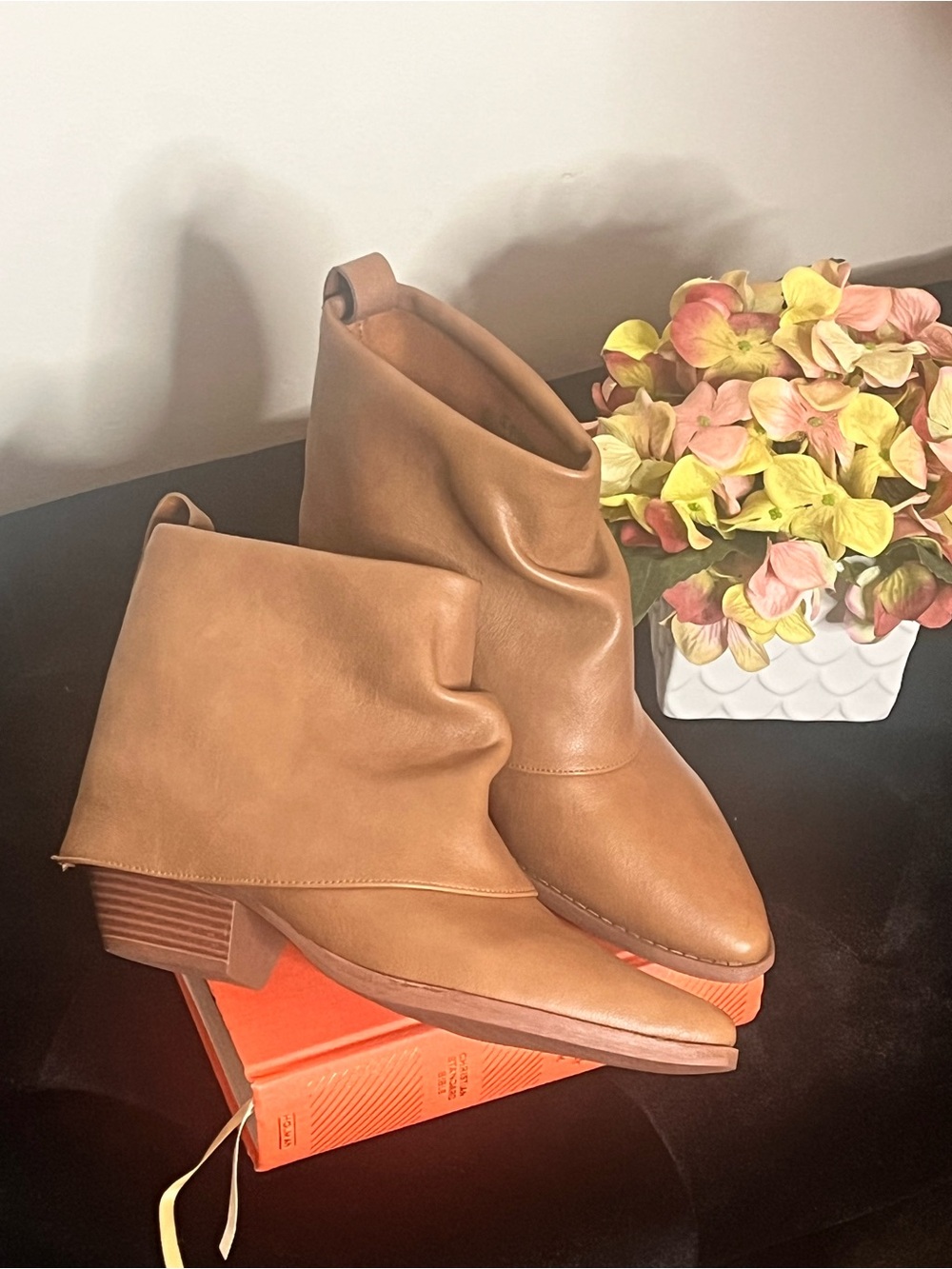 Zodiac Fold-Over Ankle Boots in Brown